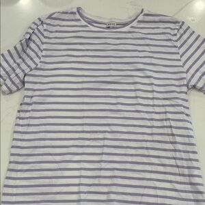 KULE lavender and White Striped T-Shirt medium